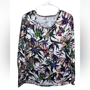 Reel Legends Freeline Women’s Long Sleeve Performance Top Tropical Size L EUC